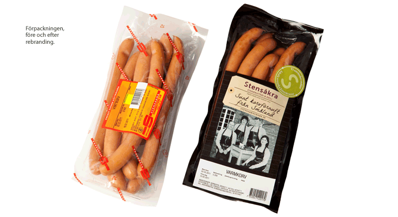 Förpackningsdesign exempel: Varm korv före och efter.